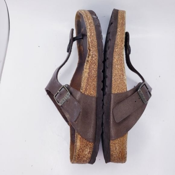 Birkenstock Gizeh Brown Slip On Leather Thong Sandals Women's Size 6 - Picture 9 of 12